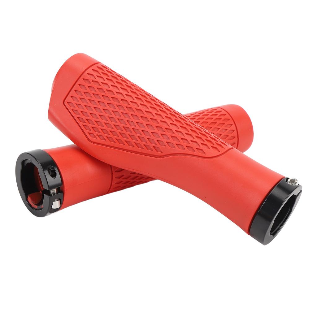 Pair of Cycling Handlebar Grips Rubber Anti Slip Shock Absorbing Ergonomic Cycle Locking Handle Grips Red