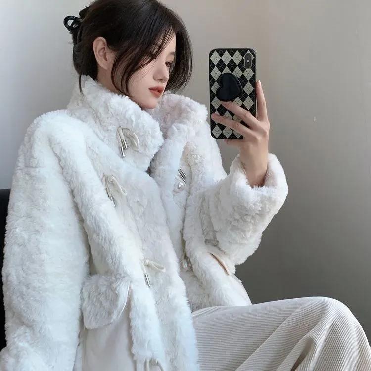 Damen Wintermantel, einfarbig, verdickt, mittellang, temperamentvoll, einreihig, bequem, mit mehreren Knöpfen