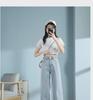 Women's High Waist Adjustable Jeans: Korean Style, Slimming, Wide-Leg, Floor-Length, All-Match Pants for Spring