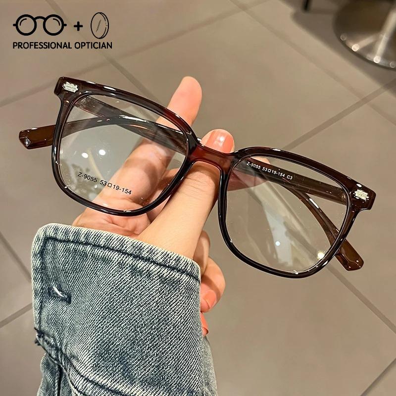 Minimalist High End Black Frame Large Frame Round Face Myopia Anti Blue Light Prescription Glasses for Man Optical Progressive