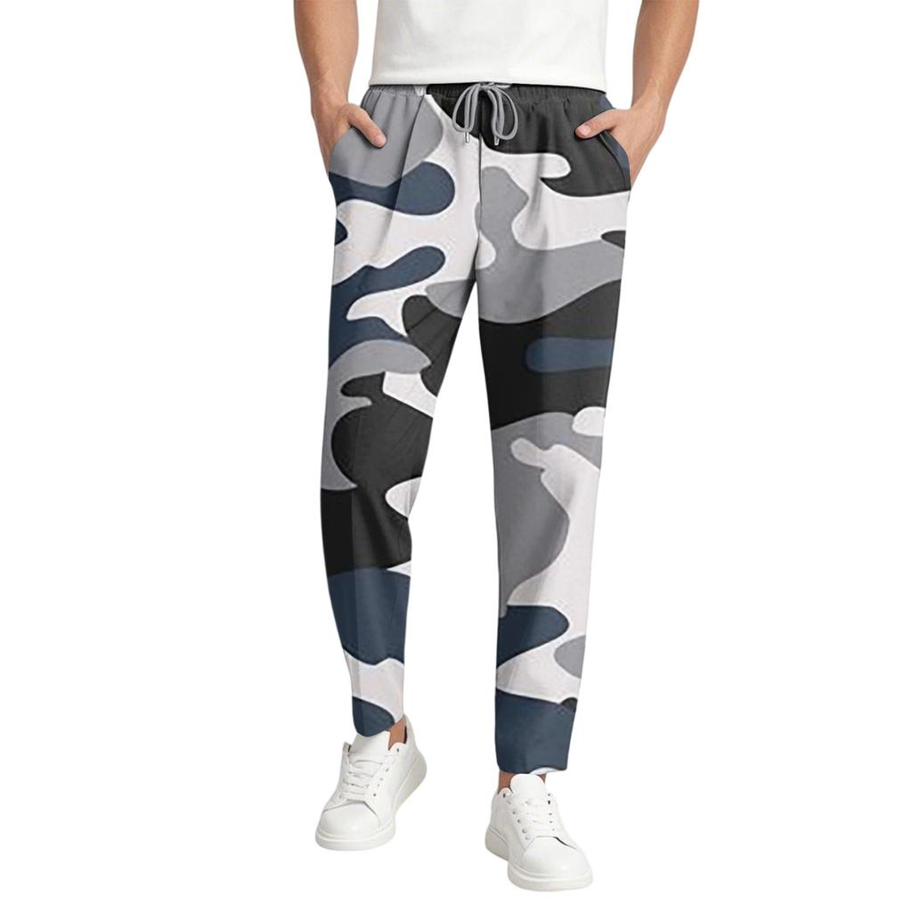 Herren Casual Camouflage Lange Hose, Elastischer Bund mit Kordelzug, Leicht und Slim Fit, Mit Taschen, Bequem und Atmungsaktiv