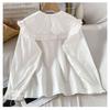 White Shirt Ruffled Loose Long-sleeved Top Autumn New Solid Color Doll Collar Shirt Women French Sweet