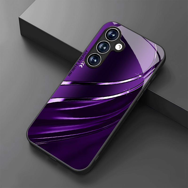 Coque de téléphone en verre trempé à motif ondulé et incurvé pour Samsung Galaxy S26 S25 S24 S23 S21 S20 fe/plus/ultra anti-chute