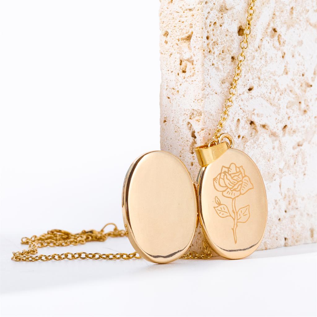 Oval Rose Opening And Closing Photo Frame Photo Box Necklace Diy Can Be Opened Photo Frame Necklace Color Retention