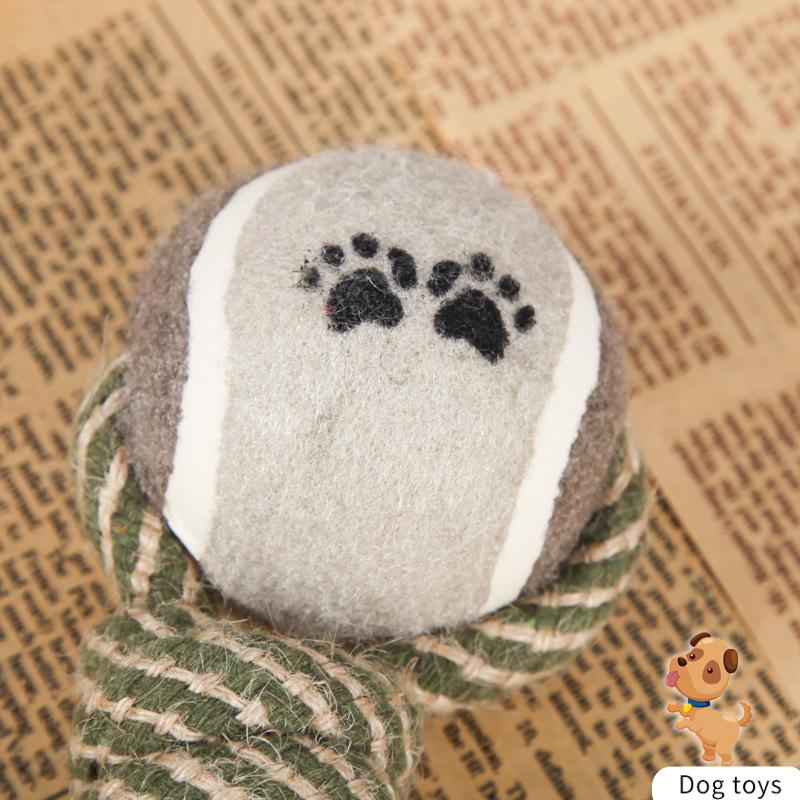 Dog Molar Toy Tennis Dumbbell Cotton Rope Pet Toy Durable Chew Rope Dog Toy Boredom Relief Self Playing Chew Toy Cotton Rope