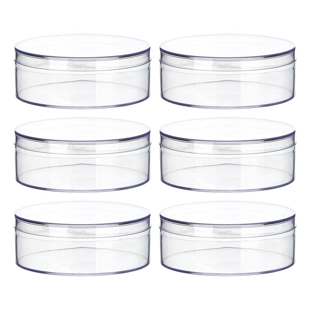 6pcs 12cm Clear Round Candy Box With Lid Transparent Party Favor Boxes Wedding Small Storage Containers For Jewelry Beads Crafts