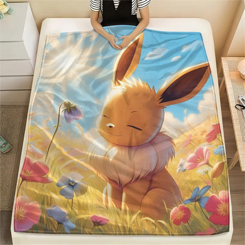 

Cute Eevee Print Flannel Blanket, High quality Comfortable for All Seasons, Home Decor, Warmth and Comfort 80cm x 120cm