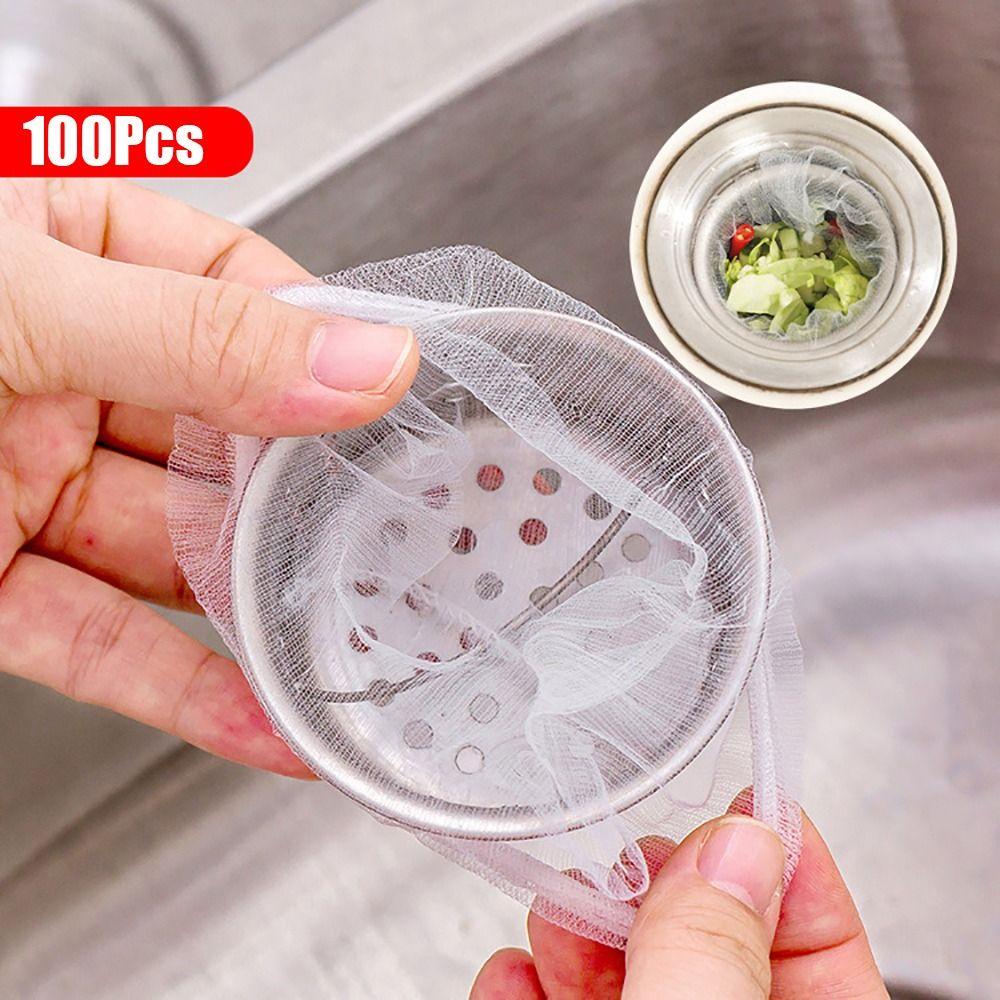 100Pcs/Bag Stretchable Disposable Filter Screen Disposable Sink Strainer Bag  Dishwashing Sink