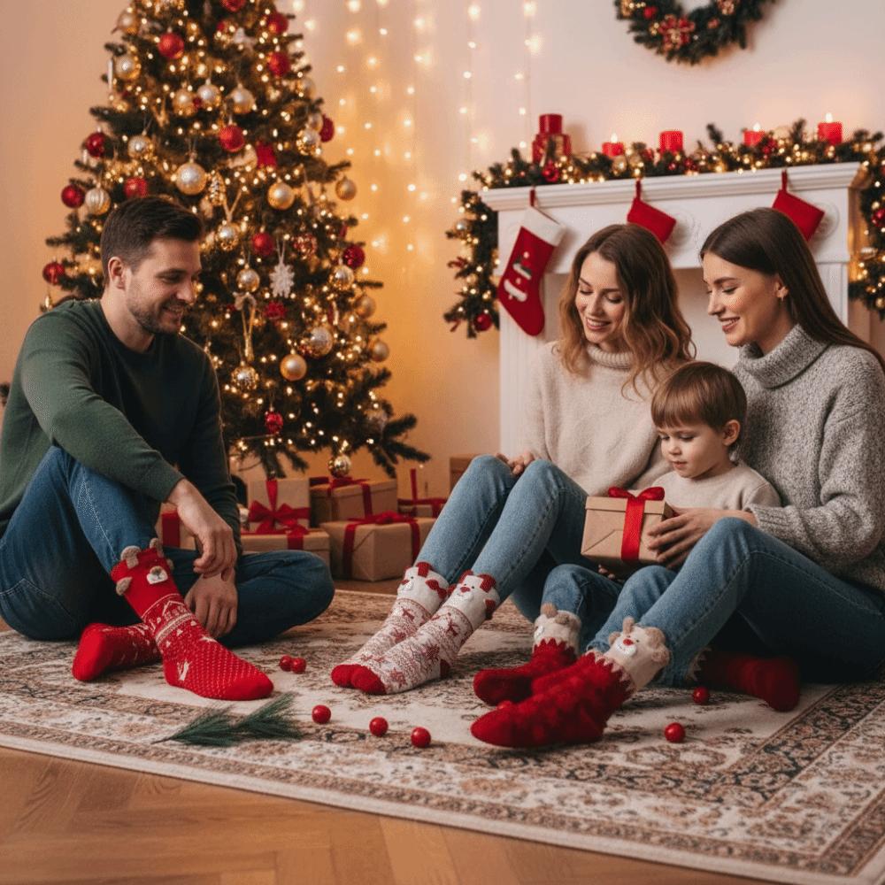 3 páry Losí Dámské Zimní Vánoční Punčochy Bavlna Vánoční Teplé Ponožky Dámské Ponožky do Poloviny Lýtka Dárky