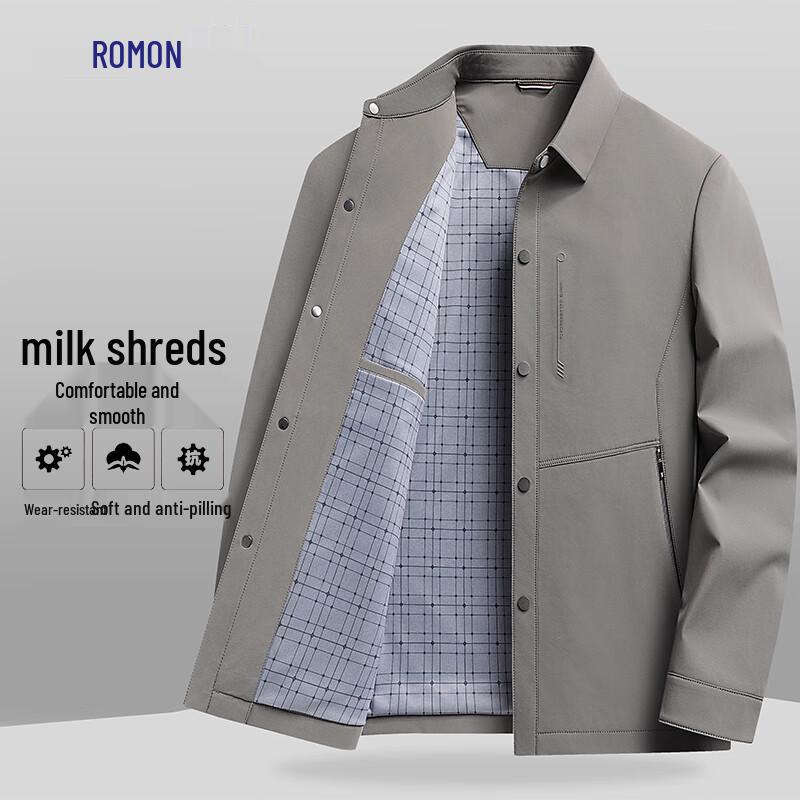 ROMON Men's Autumn/Winter Business Casual Anti-Wrinkle Lapel Jacket