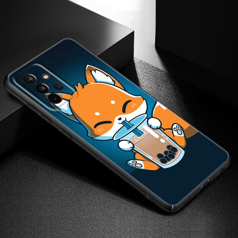 Roztomilé kreslené pouzdro na telefon Animal Fox pro Samsung Galaxy A21 A30 A50 A52 S A13 A22 A32 A33 A53 A73 5G A11 A12 A31 A51 A70 A71 A72