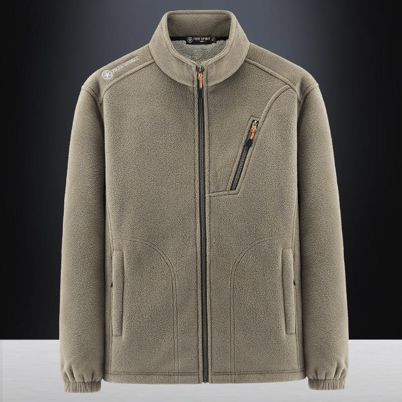 

Men s Double-Sided Fleece Jacket: Thick, Warm, Windproof, Stand Collar, Ideal for Autumn & Winter 4XL хакі