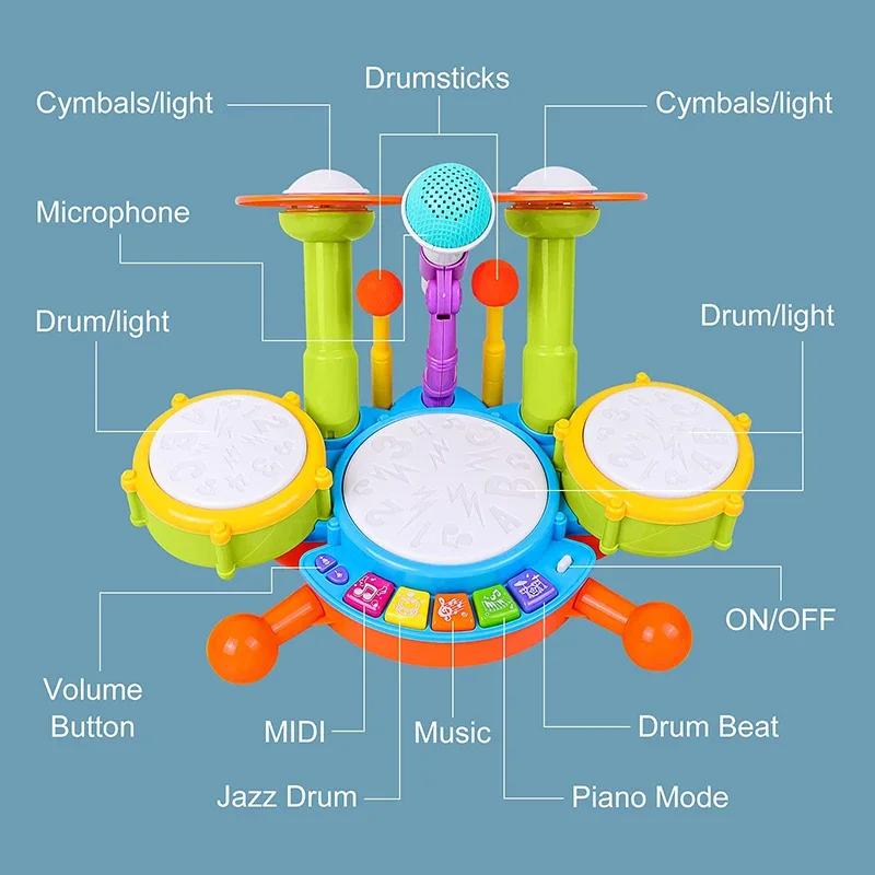 Baby Instruments  Drum Set  Montessori Toys Kids Musical Toys  for Toddlers Fine Motor Skills Early Educational  Learning Toys