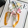 Spring and Autumn Thin 71 Silk Pink Cherry Small Scarf Baotou Neck Protection Go out to play Versatile Ladies Small Scarf
