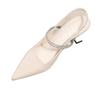 White Rhinestone Bag Head Sandals Women's Summer New Temperament Stiletto High Heels with Skirt Pointed Single Shoes
