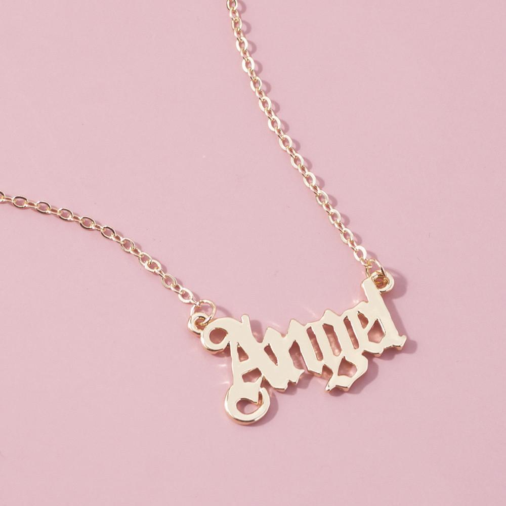Style Charming European Angel Alphabet Necklace Unique Layered Design For Women