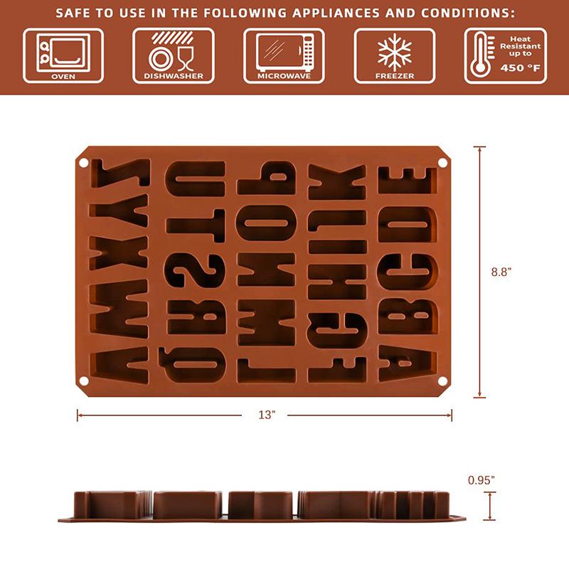 26 Cavities Large Letter Molds Silicone Alphabet Mold for Crayon Resin Chocolate Candy Wax Cake Baking Decor