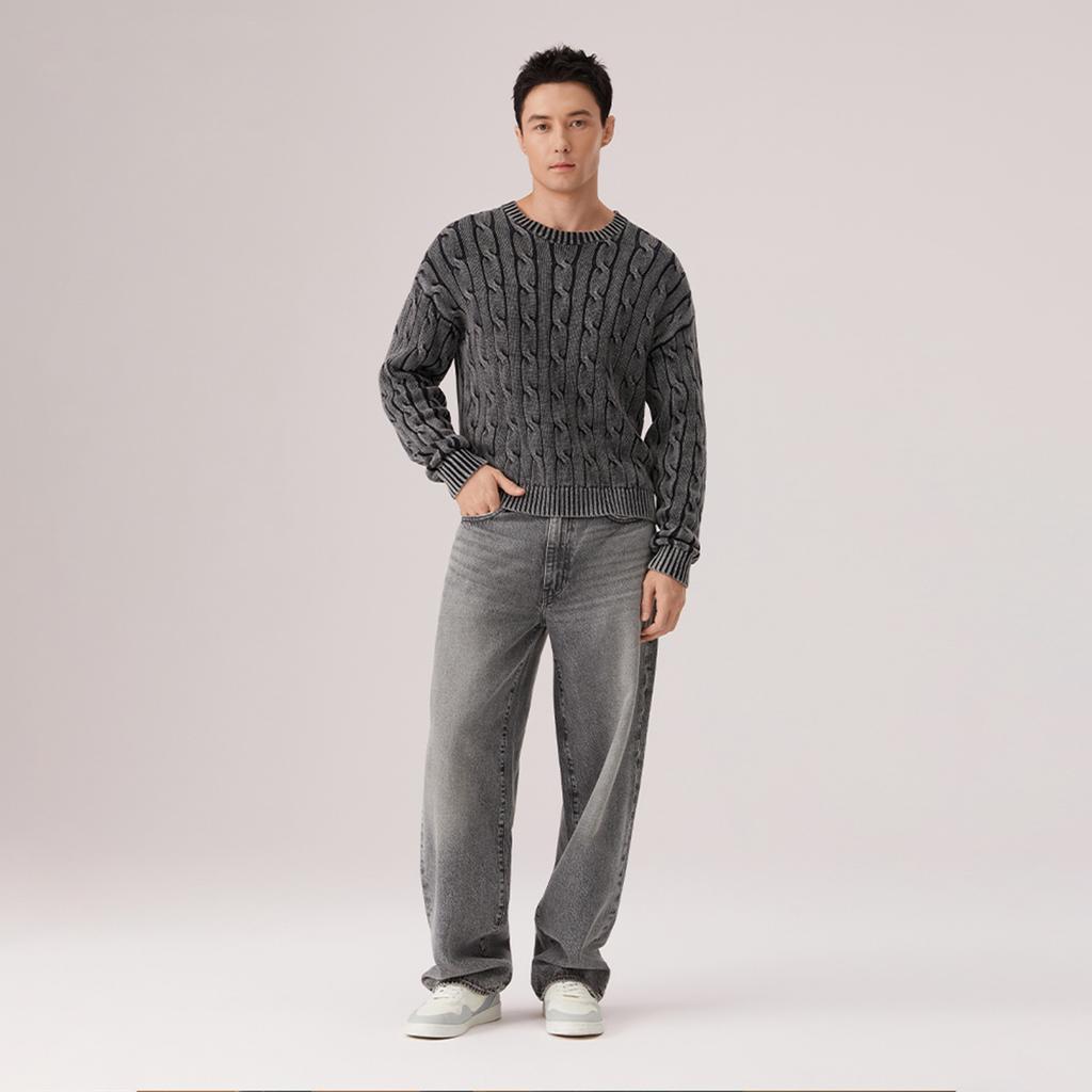 Levis 3D Twisted Flower Comfortable Skin-Friendly Simple Solid Color Versatile Lazy Style Knitted Sweater Unisex sweater 0058W-0002