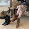 Autumn and Winter Fashion Pointed Heel Pleated Pile Boots Women's Folding Medium Tube Wide Tube Fashion Boots