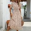 Women Dresses 2025 Summer Short Sleeve O-Neck Print Black Women Dress J887