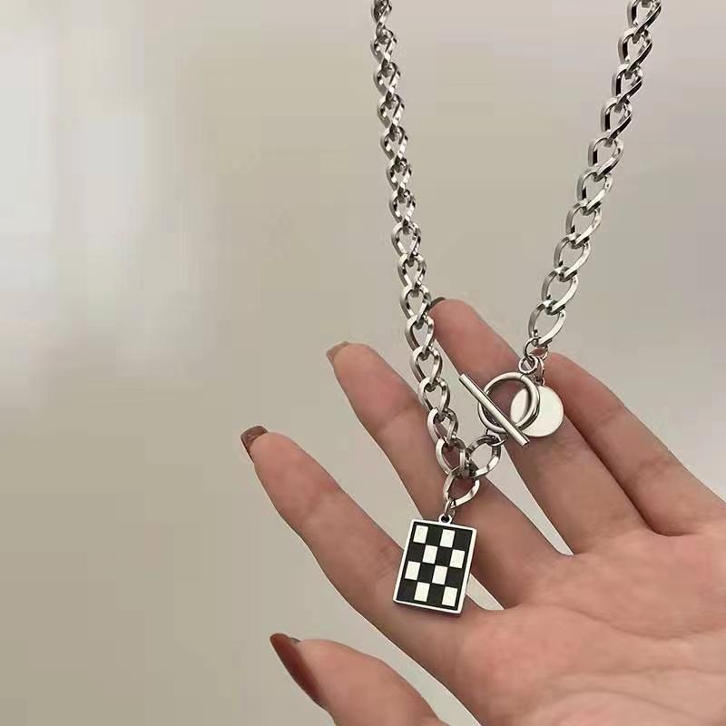Drip Checked Necklace Women's New Trendy Collarbone Chain Hip Hop Neck Chain Sweater
