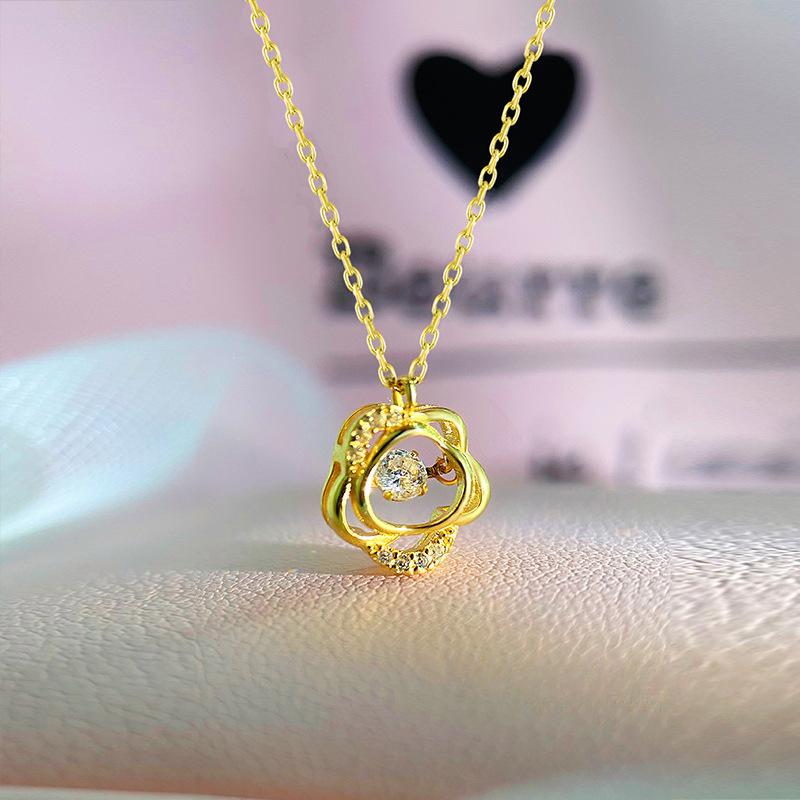 

Легкое роскошное ажурное ожерелье с розой, женственный стиль, продвинутый смысл, повседневная цепочка на шею для поездок на работу