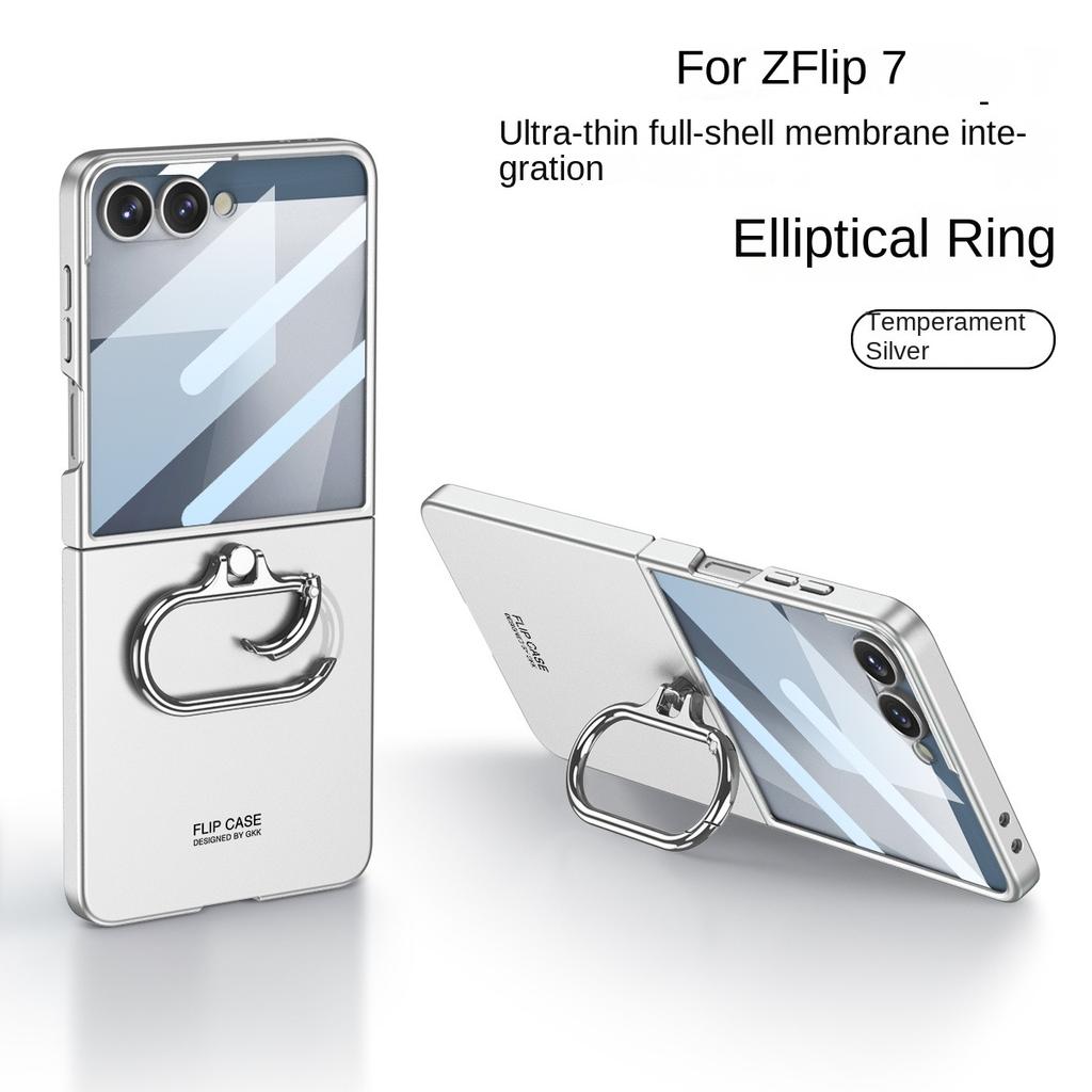 For Samsung Galaxy Z Flip 7 Case Hard Slim with Ring Stand Protective Back Cover Case for Samsung Z Flip7 Full Cover Phone Shell