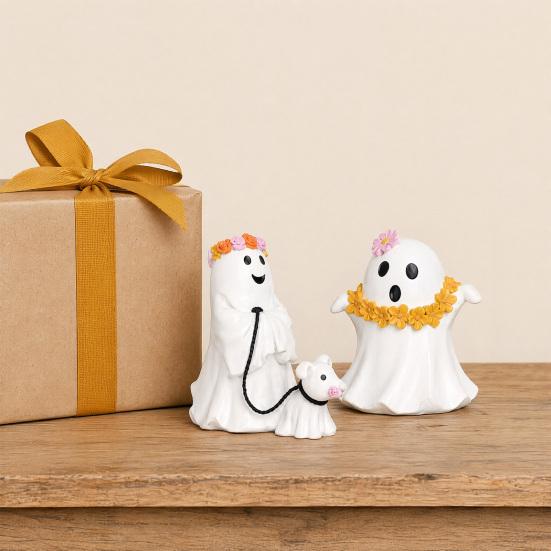 jijijing Halloween Ghost Figurine, Spooky Resin Statue, Classic Decoration for Indoor Outdoor Tabletop Decor, Durable Retro Ornament Gift