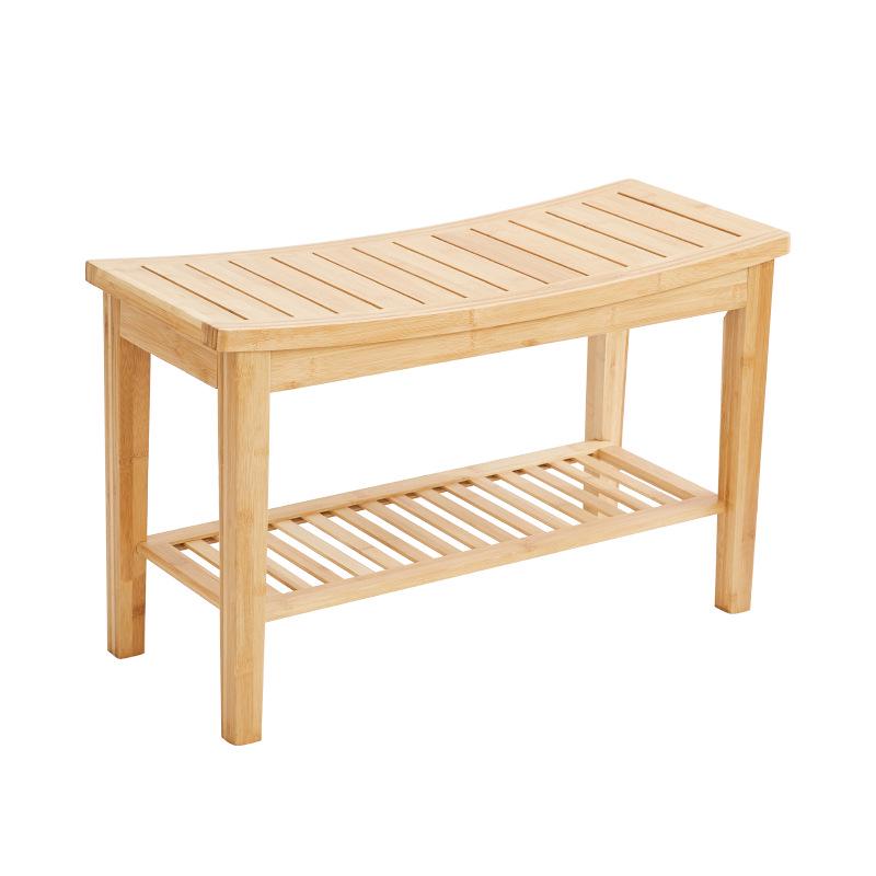 Bamboo Bathroom and Shoe Changing Stool with Storage
