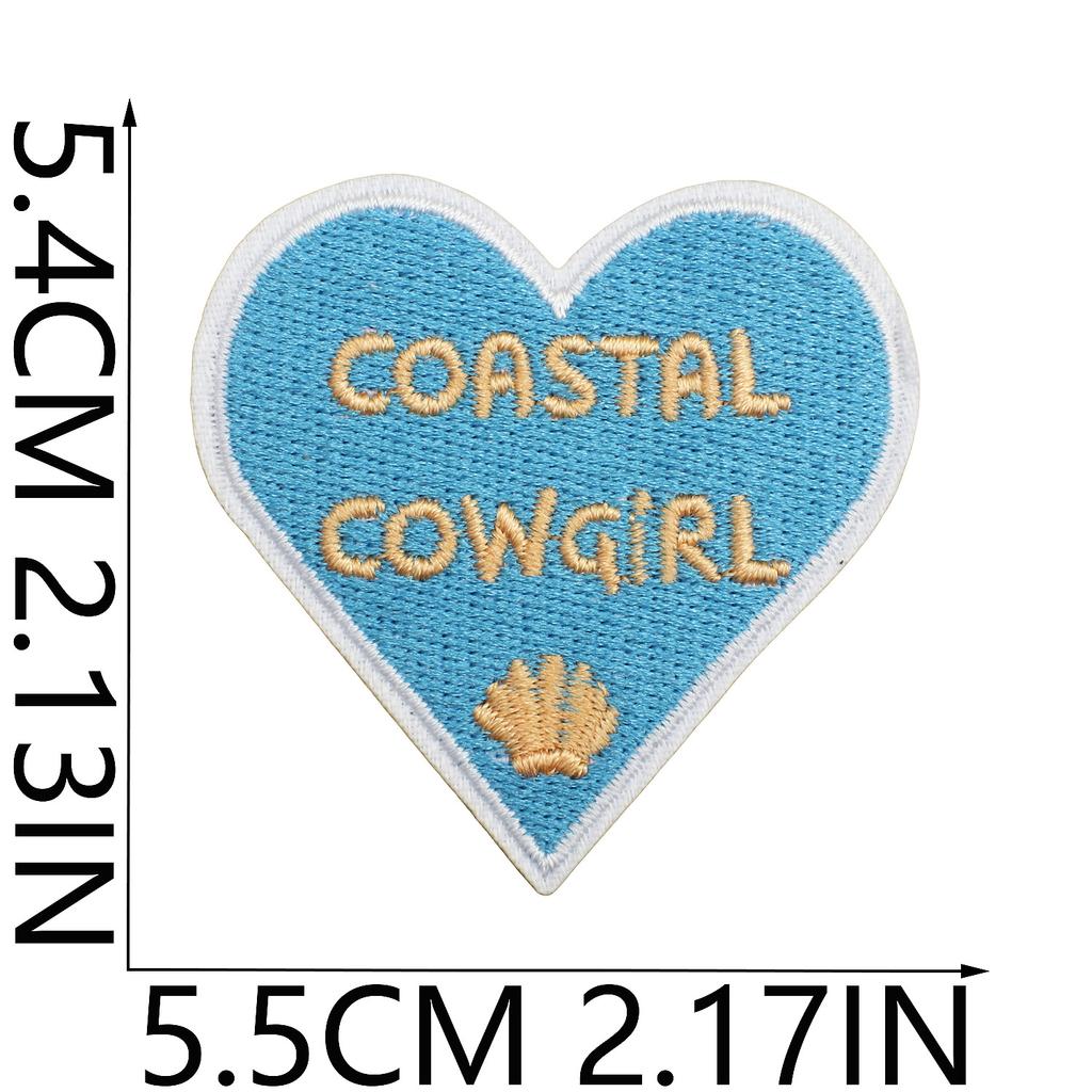 Blue Theme Embroidery Cloth Sticker, Surf Girl Patch Sticker, Wave Hermit Crab Computer Embroidery Label, Shell Chapter Sticker