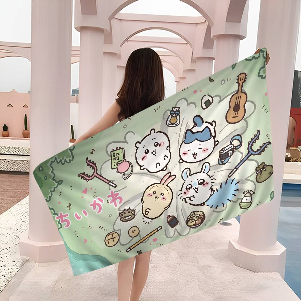 Cartoon C-Chiikawas Beach Towel Colorful Bath Towels for Girl Microfiber Quick Dry Custom Sand Free Beach Yoga Spa Gym Pool