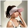 Lässiges 2-in-1 Damen Top Air Cap Abnehmbare Verstellbare Sonnenschutzmütze Einfarbige Atmungsaktive Schleife Großer Schirmmütze