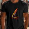 Men Short Sleeve T-Shirt with Vibrant Windsurfing Graphic Print Breathable Round Neck Summer Top Men Clothing