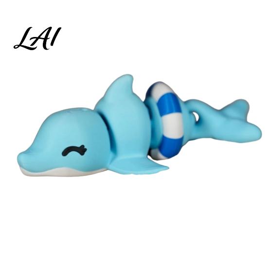 Dolphin Backpacks Pendant 3D Printed Articulated Figurine Swim Ring Fidget Toy Poseable Figure Flexible Joints Decor for Backpack Handbag