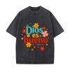 Dios Es Bueno Salmo 100 5 Floral Christian Design Distressed Faded Baggy Streetwear Tops For Park Hangouts