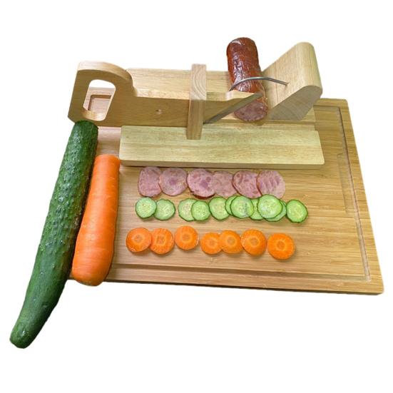 Ham Cutter Stainless Steel Sausage Slicer Wooden Handle Fruit Vegetable Food Cutter Multi-purpose Kitchen Gadget