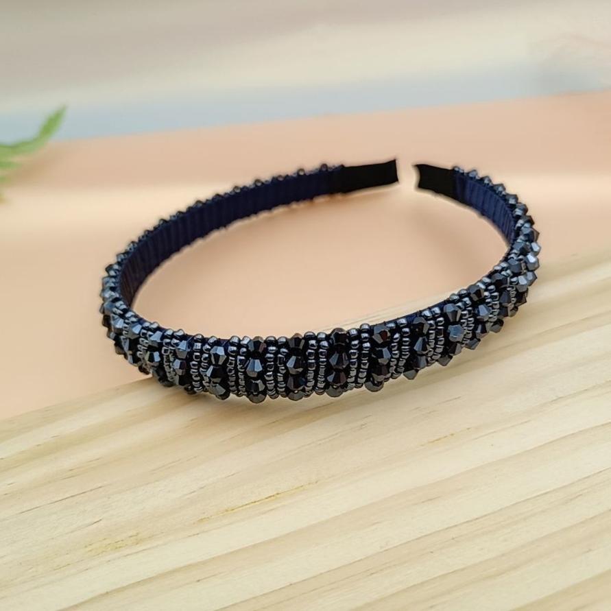 Korean Fashion Shiny Beaded Headband For Women Full Crystal Diamond Hair Hoop Wedding Bridal Hair Jewelry Accessories