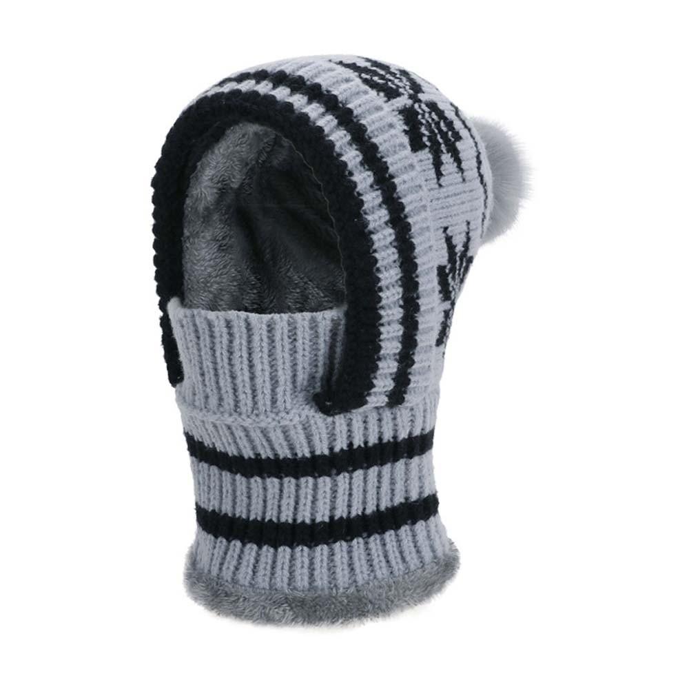 Ear Protection Winter Beanie Mask Fleece Lining Integrated Scarf Cap Daily Wear