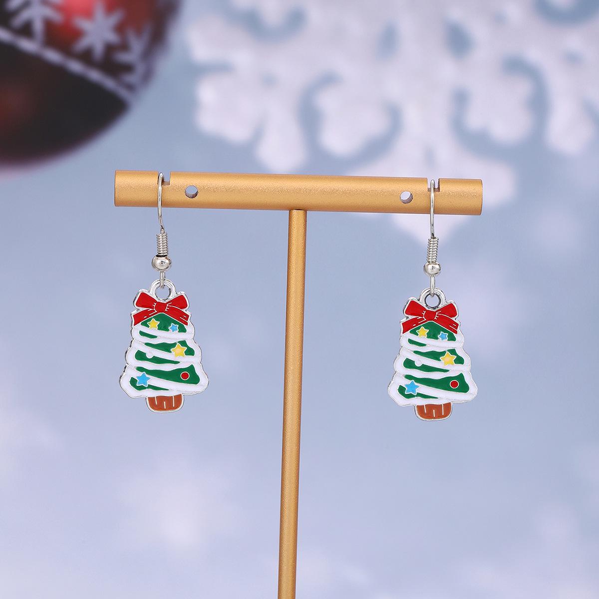 Европейские и американские рождественские серьги-венки в виде елки - Милый и креативный дизайн с имбирным пряником и колокольчиком для женщин