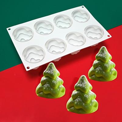 Heiß 8 Löcher Weihnachtsbaum Kuchen Backwerkzeug DIY Eiswürfelform Weihnachtsbaum Silikonform 3D Stapel Backwerkzeug Weihnachtsdekoration