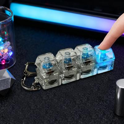 4 Keys Mechanical Keyboard Tester Keychain Stress Relief Clicker Fidget Keyboard With LED Decompressions Tool Pendant Gifts