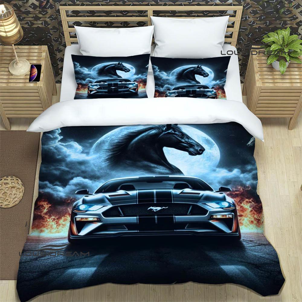 3D M-Mustang logo samochodu Pościel wykwintny zestaw pościeli poszewka na kołdrę zestaw kołdry pościel luksusowy prezent urodzinowy