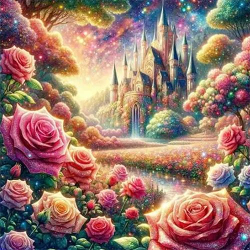 Diamond Painting Kit Ros Fjäril Helt Fyrkantig Rund Broderi Mosaik Slott Landskap Heminredning