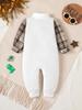 Pasgeboren Babyjongen Romper Herfst Casual Geruit Lange Mouw Strikje Dinosaurus Jumpsuit Gentleman Stijl Baby Outfit Voor 0-18 Maanden