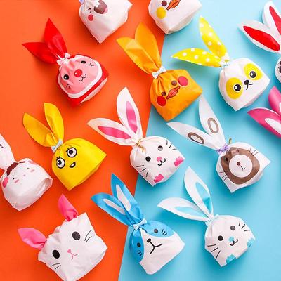 Kreskówkowa Torebka na Słodycze z Uszami Królika dla Dzieci - Prezent na Dzień Dziecka, Ciasteczka Płatki Śniegu, Małe Przekąski, Opakowania do Pieczenia