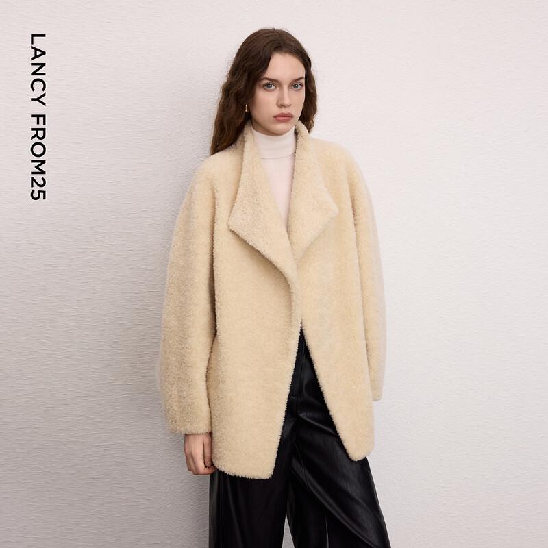 Langzi Wool Stand-Collar Faux Fur Short Jacket