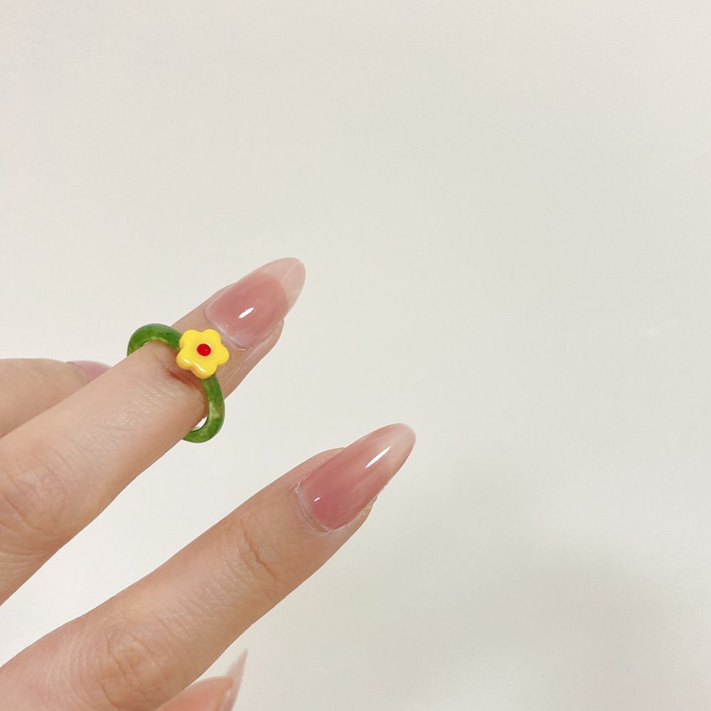 Transparent Cute Korean Girls Women Fashion Jewelry Acrylic Rings Resin Finger Rings