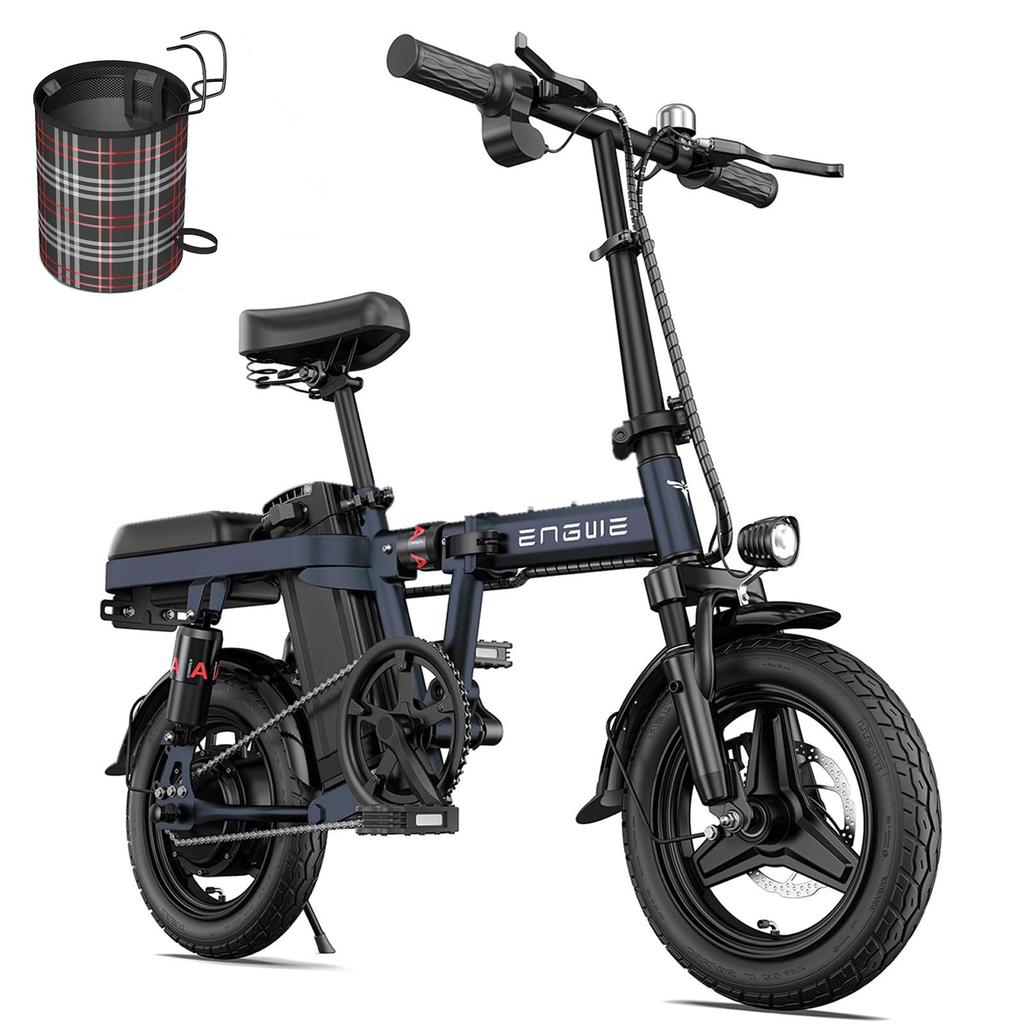 ENGWE T14 Foldable Urban Electric Bike 250W 48V10Ah City Pedelec, Dual Suspension, Rear Seat for Commuter & Outdoor Use