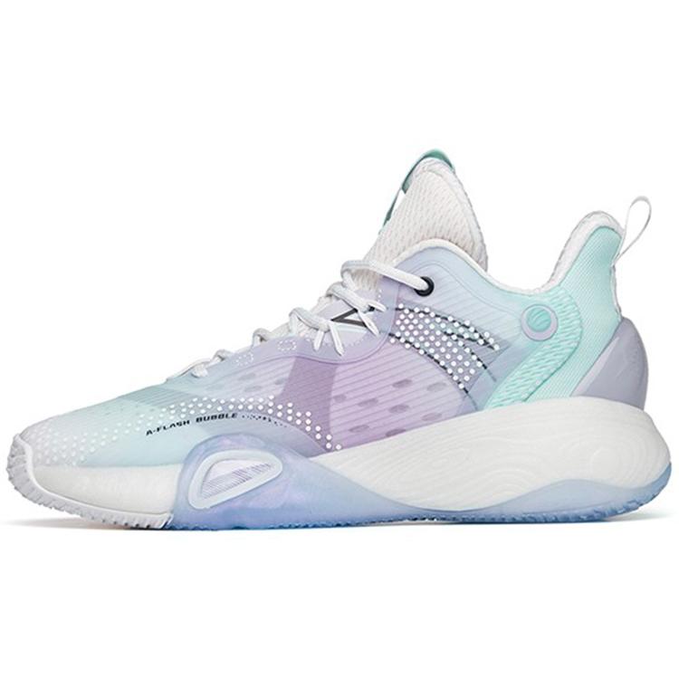 New ANTA Bubble Bomb Basketball Shoes Men Low Top Shallow Beach Green/Ivory White/Lotus Purple 112211603Q-1