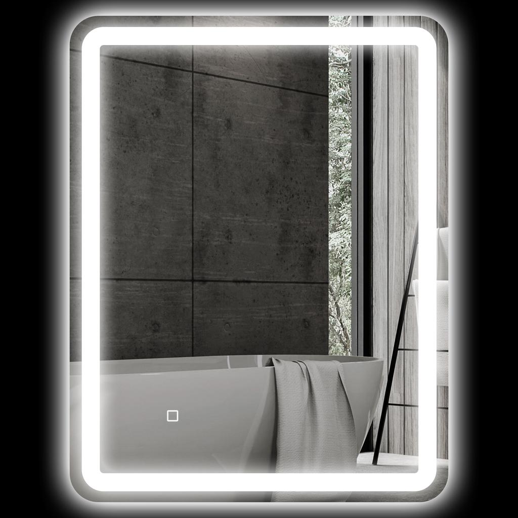 Bathroom Mirror with LED, 70 x 90 cm, 3 Light Colors, Anti-Fog, IP44